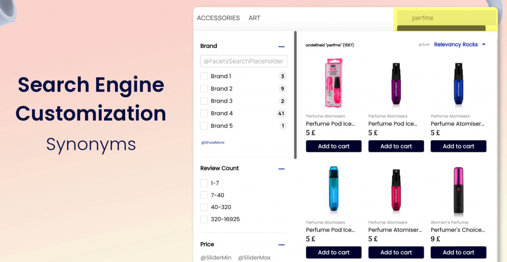 Insider One's search engine customization enhancing Synonym and typo tolerance for ecommerce site search