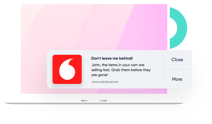 Using Insider One’s web push notification, Vodafone launched a campaign targeted at cart abandoners