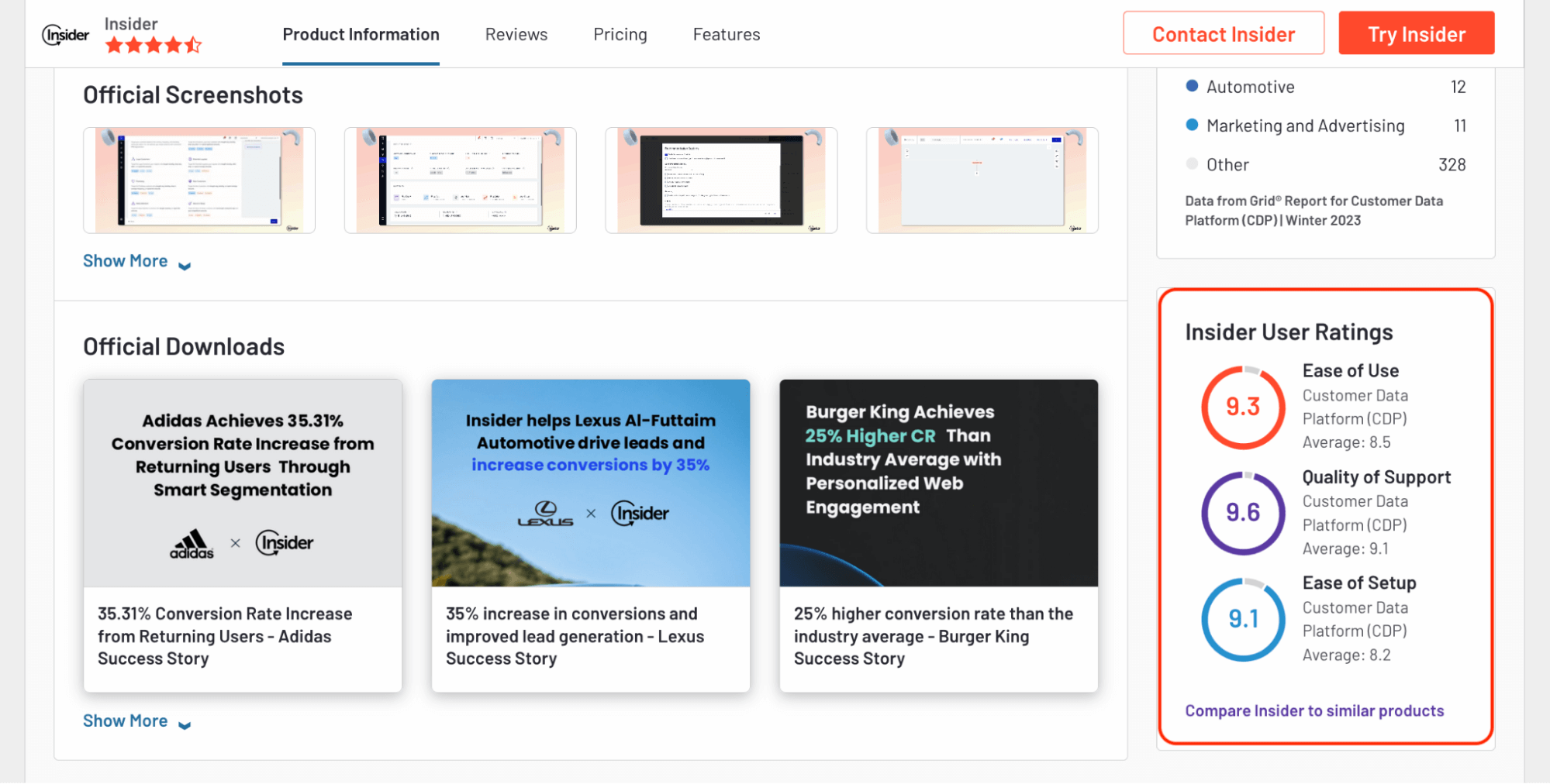 Insider One é líder em facilidade de uso facilidade de configuração qualidade do suporte