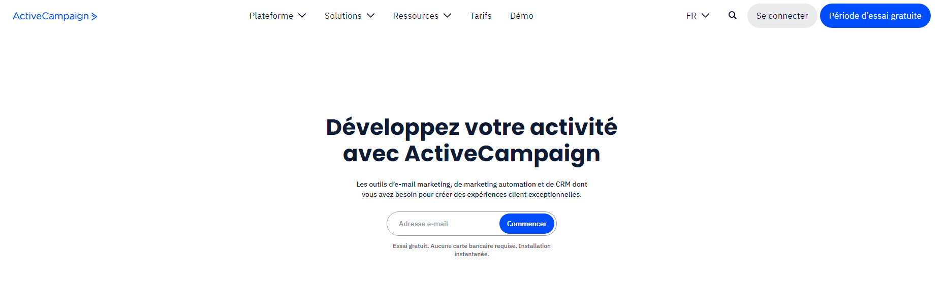 página principal de ActiveCampaign