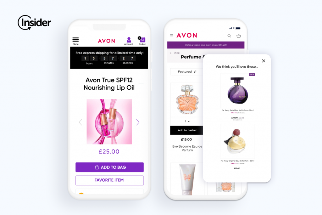 Avon used Insider One’s Smart Recommender to encourage would-be bouncers to discover more relevant products and stay onsite