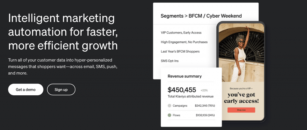 Klaviyo page d'accueil