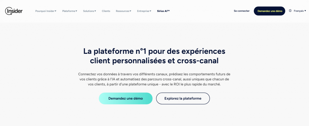 Insider One page d'accueil