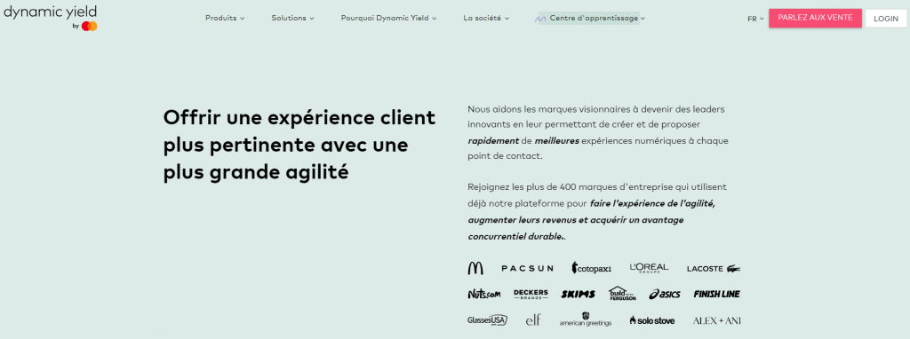 Dynamic Yield page d'accueil