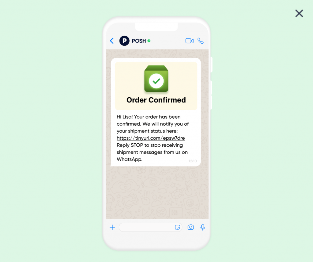 Insider One's whatsapp message workflows for confirming orders and purchases