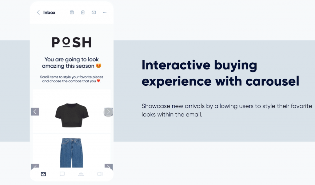 Insider One AMP email interactive product carousel