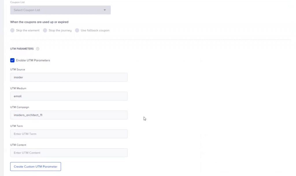 Insider One URM parameters email