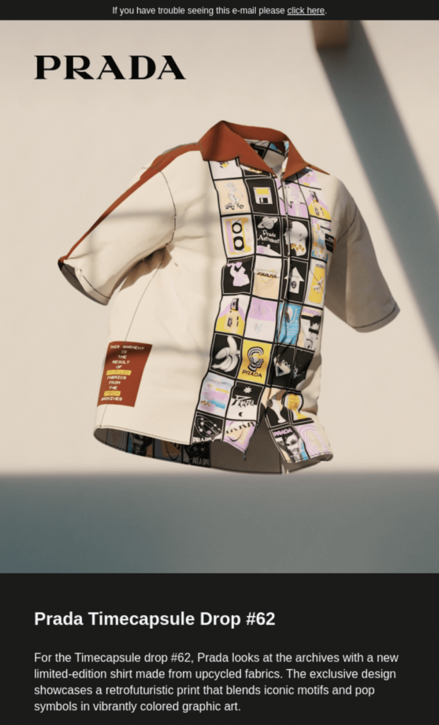 Prada’s Timecapsule Drop email