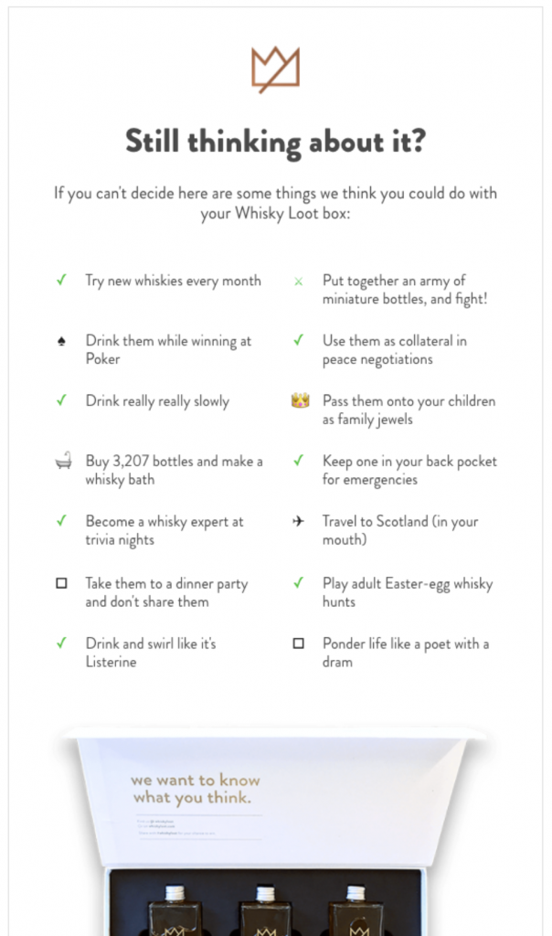 Whisky Loot’s cart abandonment email