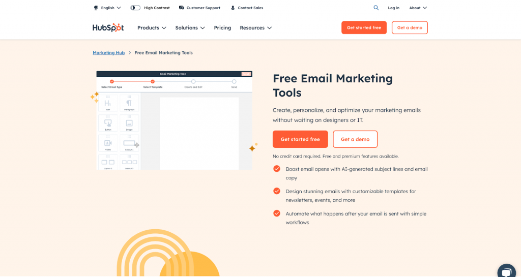 Hubspot homepage
