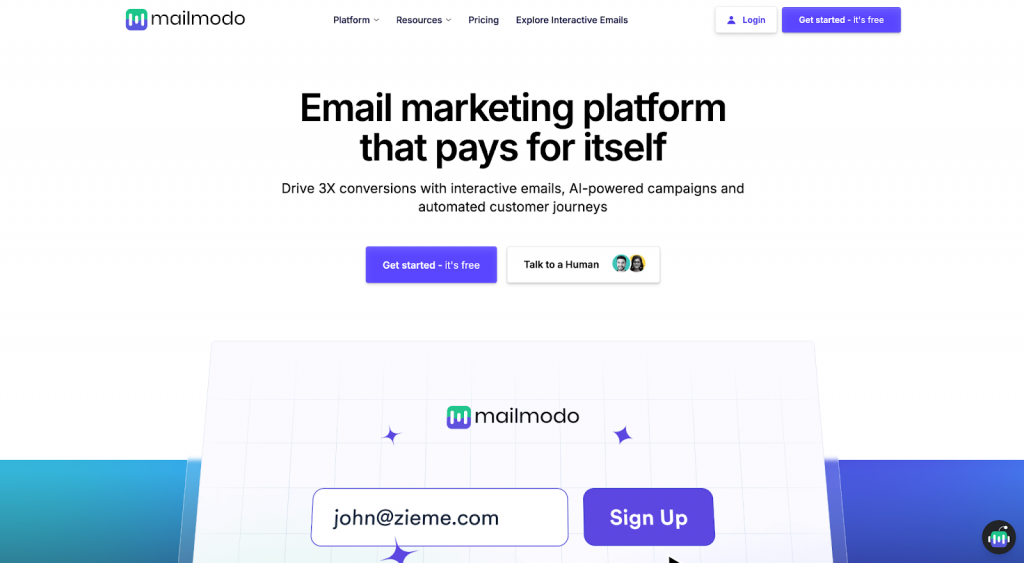 Mailmodo homepage