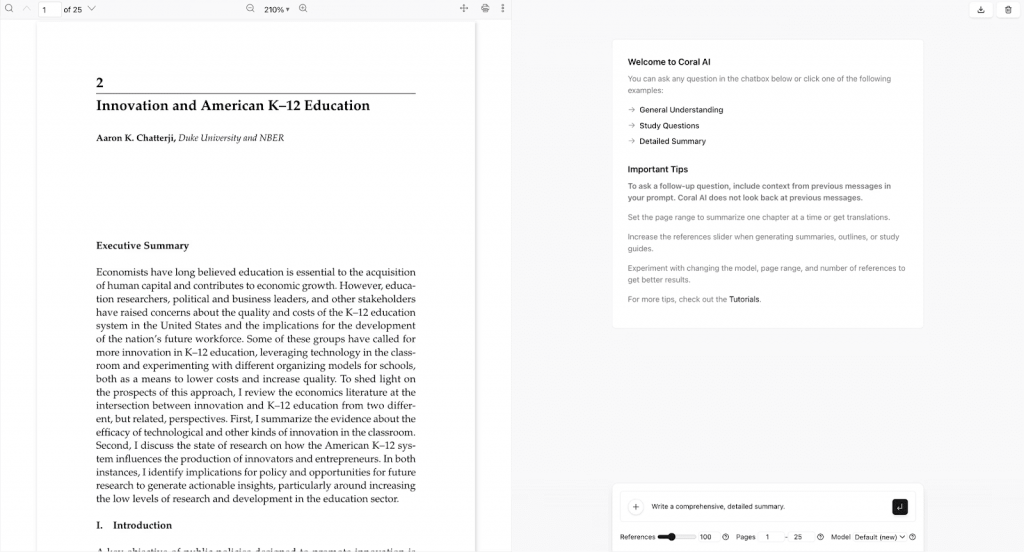 Coral AI for reading long documents faster