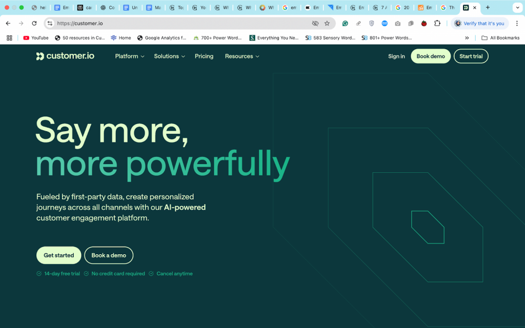 Customer.io homepage
