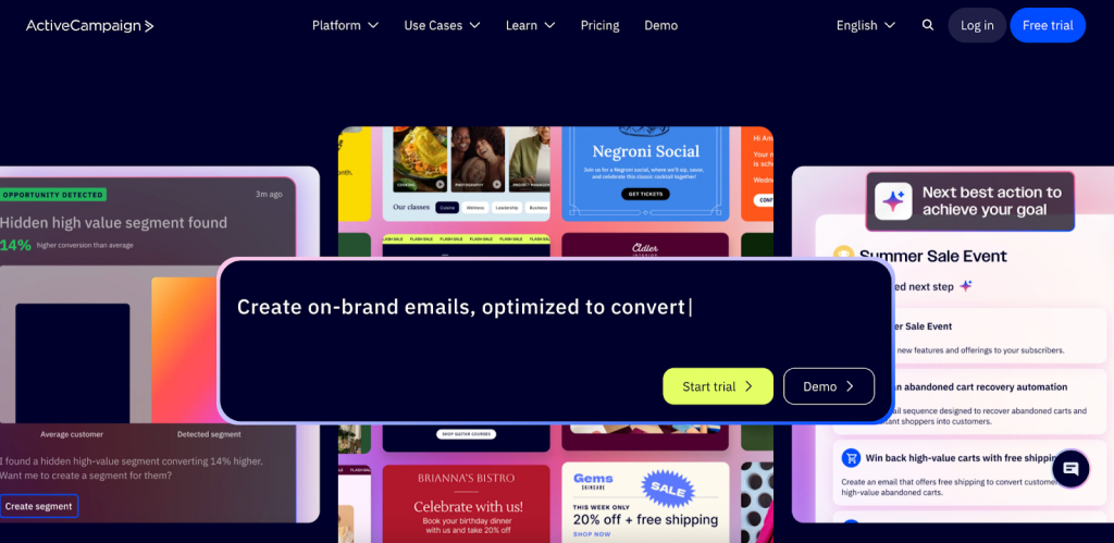 ActiveCampaign homepage