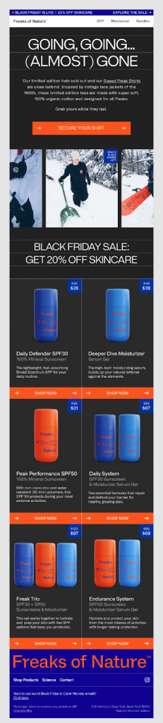 Freaks of Nature’s low-stock alert