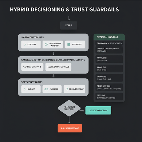 Hybrid decisioning and trust guardails