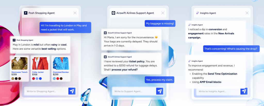 Insider One's Shopping, support and Insights agents