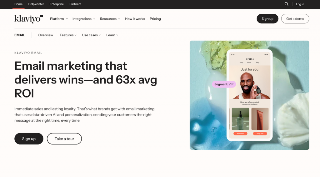 Klaviyo's homepage