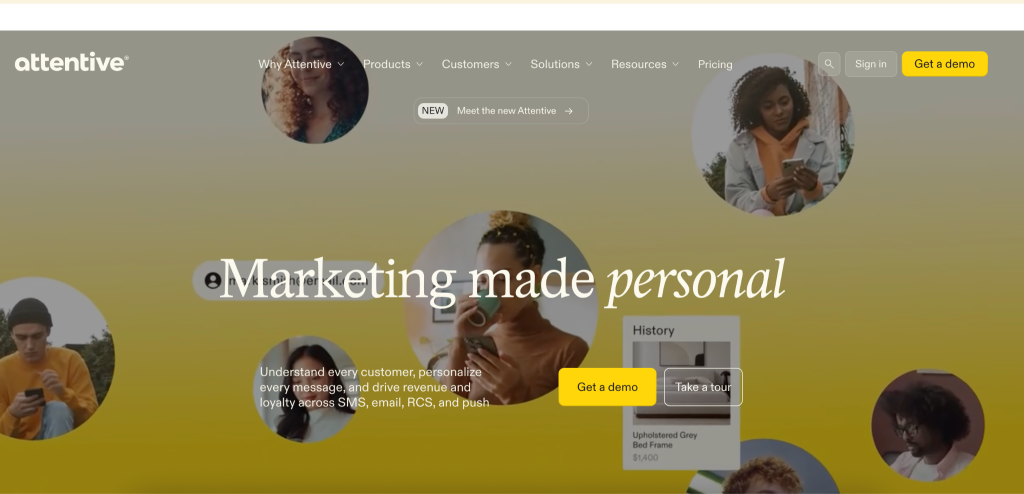 Attentive homepage
